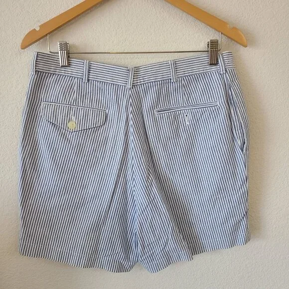 Preswick & Moore US Size 34 100% Cotton Blue White Striped 4.5" Inseam Shorts - Picture 6 of 13